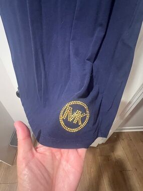 Michael Kors Navy Top with Gold Logo Stud Detail size M